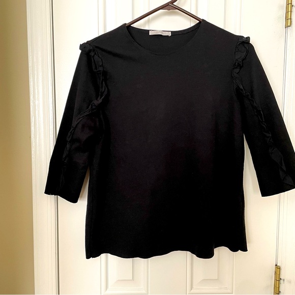 Zara Trafaluc Autumn-Winter Women’s Knit Top With 3/4 Sleeves and Ruffles - Picture 1 of 3